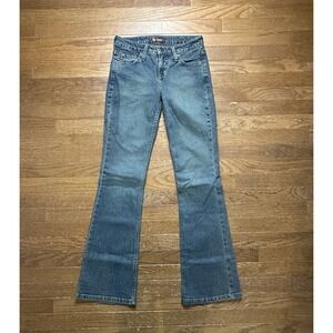 Y2K LEI  Women's Jeans Low Rise Flared 28" Waist 33" Inseam Medium Wash